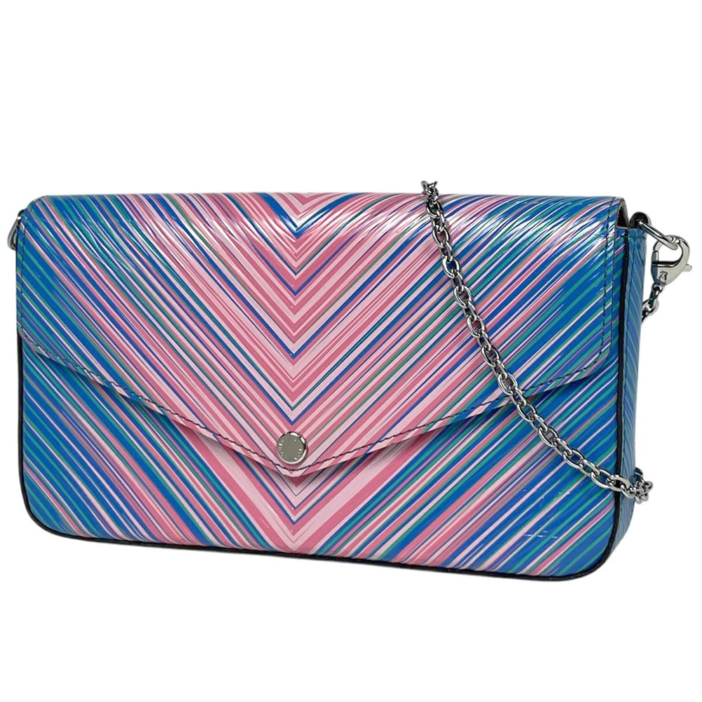 Louis Vuitton Felice Epi Tropical Chain Wallet Leather Pink Blue Multicolor